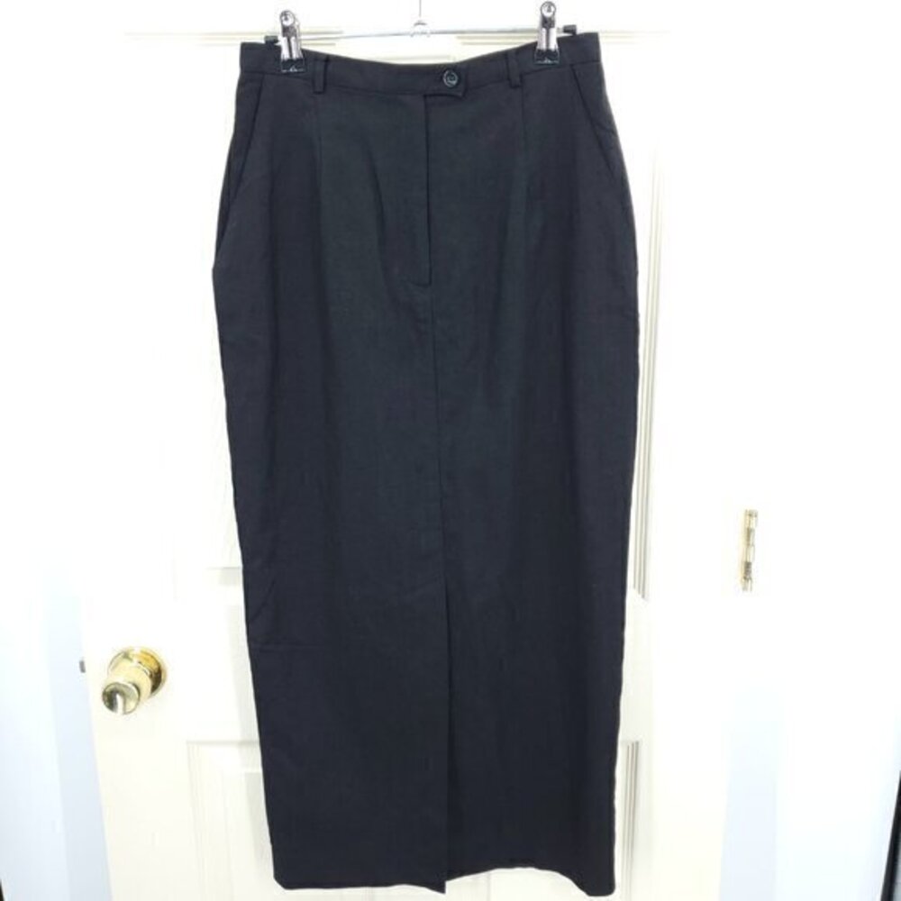 VTG 1990s Halston Linen/Cotton Maxi Skirt 8 Black